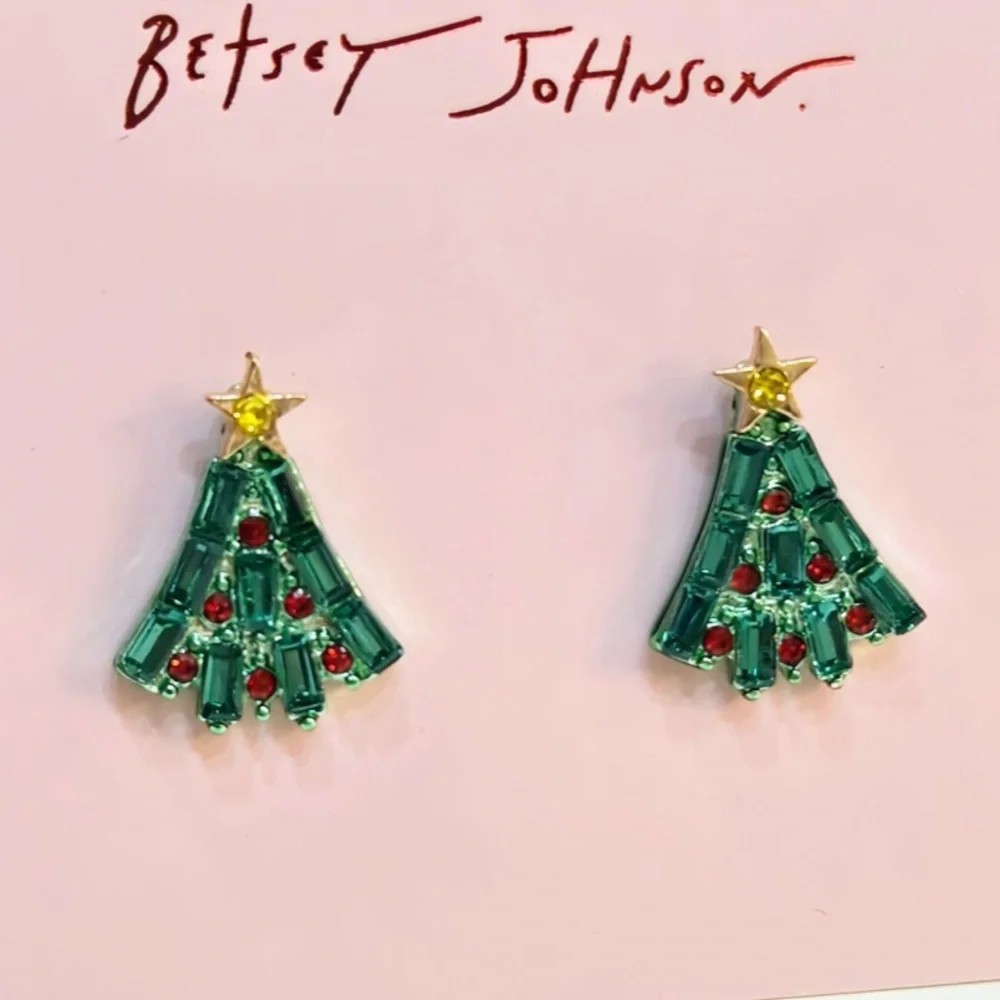 BETSEY JOHNSON Santa Baby Red & Green Crystal Baguettes Christmas Tree NEW NWT - Picture 3 of 4
